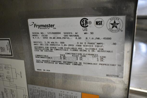 Frymaster J1CSD Stainless Steel Commercial Countertop Natural Gas Powered Deep Fat Fryer w/ Metal Fry Basket. 45,000 BTU. - Image 8 of 8