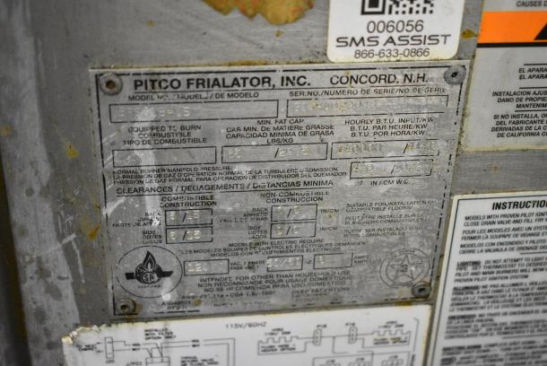 Pitco Frialator SFSG18-US Stainless Steel Commercial Floor Style Natural Gas Powered Deep Fat Fryer on Commercial Casters. 140,000 BTU. - Image 8 of 9