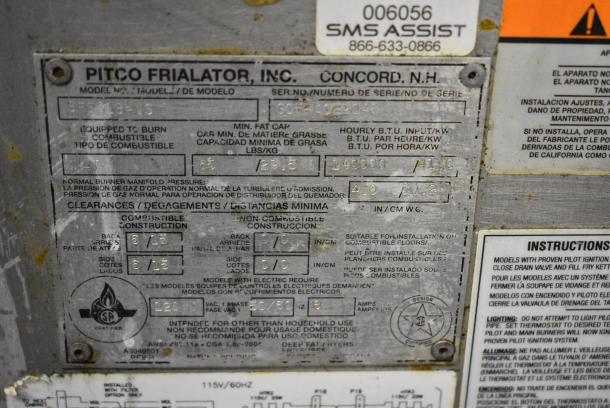 Pitco Frialator SFSG18-US Stainless Steel Commercial Floor Style Natural Gas Powered Deep Fat Fryer on Commercial Casters. 140,000 BTU. - Image 9 of 9
