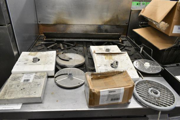 9 BRAND NEW! Items Including 6 Robot Coupe Food Processor Blades, Food Processor Grid, Cuisinart Food Processor Blade, Kattex SCRP-6B Replacement Blade. 9 Times Your Bid! - Image 1 of 11