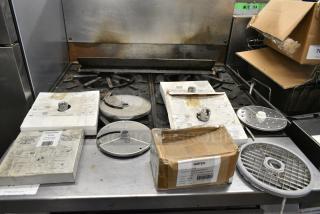 9 BRAND NEW! Items Including 6 Robot Coupe Food Processor Blades, Food Processor Grid, Cuisinart Food Processor Blade, Kattex SCRP-6B Replacement Blade. 9 Times Your Bid!