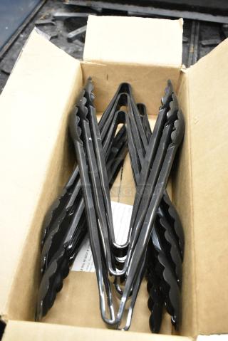 2 Boxes of 6 BRAND NEW! Carlisle 471203 Black Poly Tongs. 2 Times Your Bid!