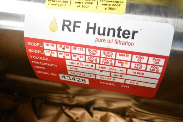 BRAND NEW SCRATCH AND DENT! RF Hunter HF 130 Stainless Steel 130 Lb Fryer Oil Filter, Mobile, Gravity Drain. 110-115 Volts, 1 Phase. - Image 3 of 4
