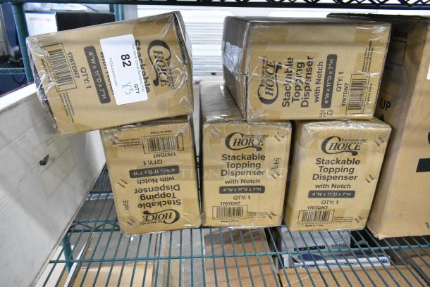 5 BRAND NEW SCRATCH AND DENT! Choice 176TDN7 Stackable Candy / Topping Dispenser with Notch - 11" x 4" x 7". 5 Times Your Bid! - Image 1 of 2