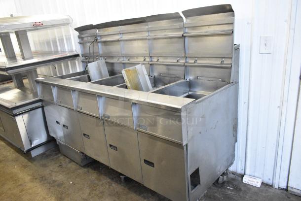 Pitco Frialator SGH50 Stainless Steel Commercial Floor Style Natural Gas Powered 5 Bay Deep Fat Fryer w/ Filtration System on Commercial Casters. 80,000 BTU. - Image 2 of 18
