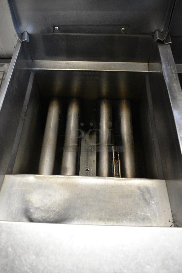 Pitco Frialator SGH50 Stainless Steel Commercial Floor Style Natural Gas Powered 5 Bay Deep Fat Fryer w/ Filtration System on Commercial Casters. 80,000 BTU. - Image 7 of 18
