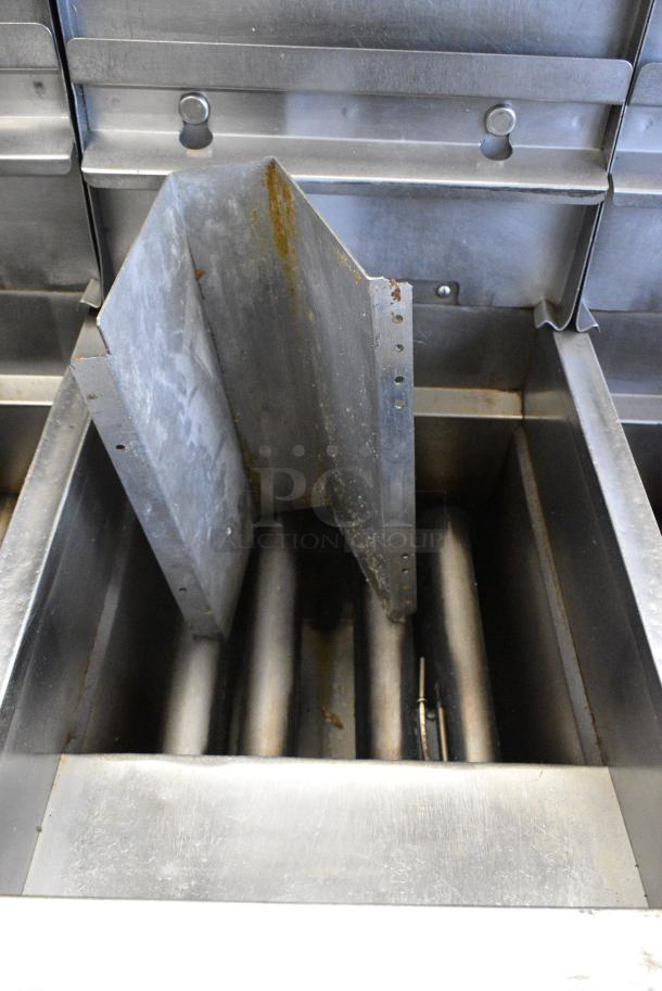 Pitco Frialator SGH50 Stainless Steel Commercial Floor Style Natural Gas Powered 5 Bay Deep Fat Fryer w/ Filtration System on Commercial Casters. 80,000 BTU. - Image 8 of 18