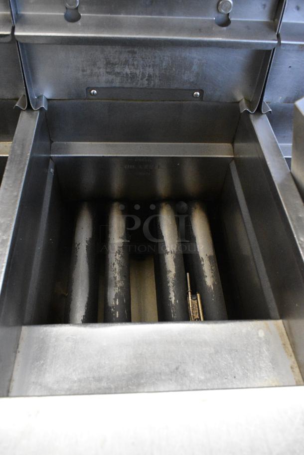 Pitco Frialator SGH50 Stainless Steel Commercial Floor Style Natural Gas Powered 5 Bay Deep Fat Fryer w/ Filtration System on Commercial Casters. 80,000 BTU. - Image 9 of 18