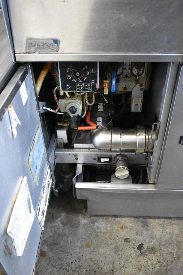 Pitco Frialator SGH50 Stainless Steel Commercial Floor Style Natural Gas Powered 5 Bay Deep Fat Fryer w/ Filtration System on Commercial Casters. 80,000 BTU. - Image 12 of 18