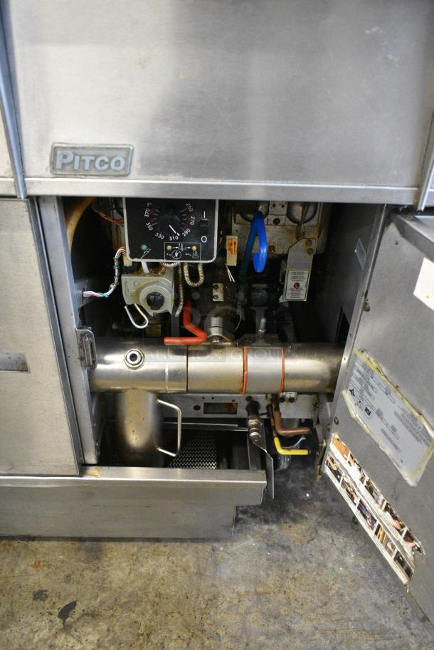 Pitco Frialator SGH50 Stainless Steel Commercial Floor Style Natural Gas Powered 5 Bay Deep Fat Fryer w/ Filtration System on Commercial Casters. 80,000 BTU. - Image 13 of 18