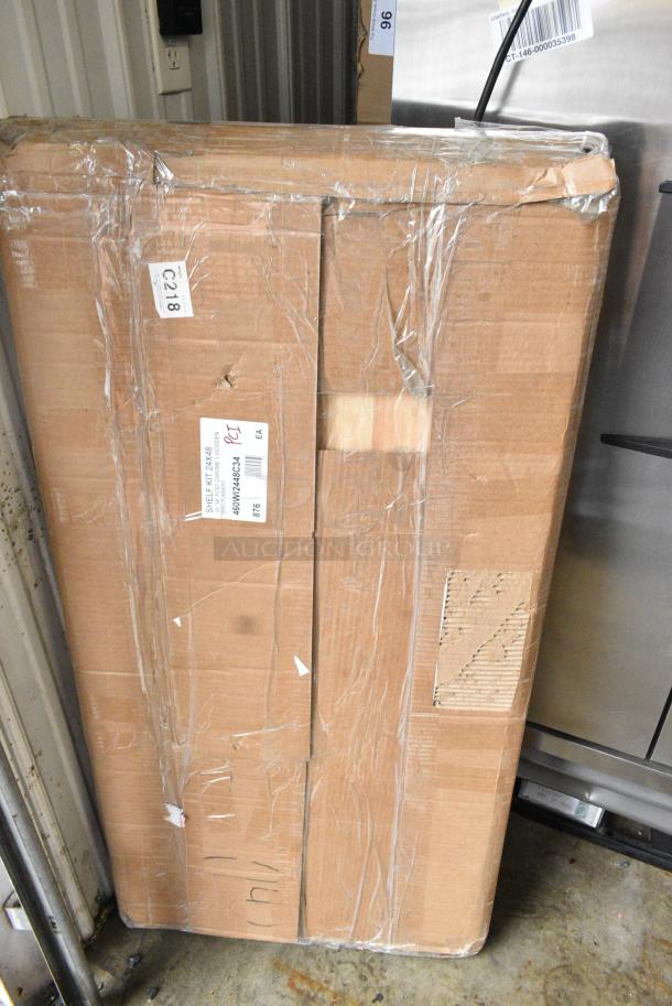 BRAND NEW SCRATCH AND DENT! Regency 460WI2448C34 24" x 48" x 34" Chrome 3-Shelf Kit with Removable Wooden Shelf - Image 2 of 3