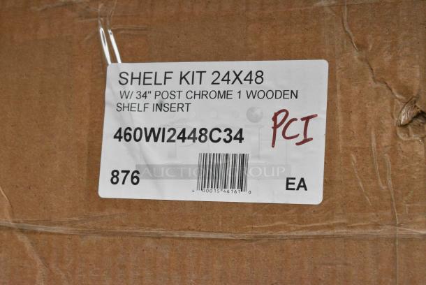 BRAND NEW SCRATCH AND DENT! Regency 460WI2448C34 24" x 48" x 34" Chrome 3-Shelf Kit with Removable Wooden Shelf - Image 3 of 3