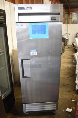 2019 True T-19F-HC Stainless Steel Commercial Single Door Reach In Freezer w/ Poly Coated Racks on Commercial Casters. 115 Volts, 1 Phase. Tested and Working!