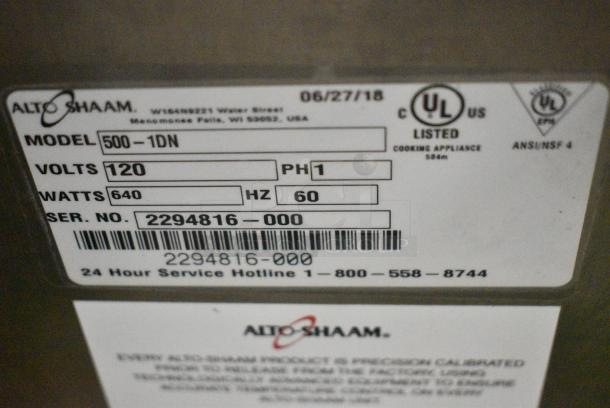 2018 Alto Shaam 500-1DN Stainless Steel Commercial Countertop Single Drawer Food Warmer. 120 Volts, 1 Phase. Tested and Working! - Image 6 of 7