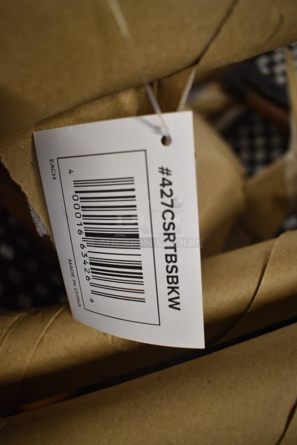26 BRAND NEW SCRATCH AND DENT! Lancaster Table & Seating 427CSRTBSBKW  Bistro Series Black and White Checkered Weave Rattan Outdoor Side Chair. 26 Times Your Bid! - Image 8 of 8