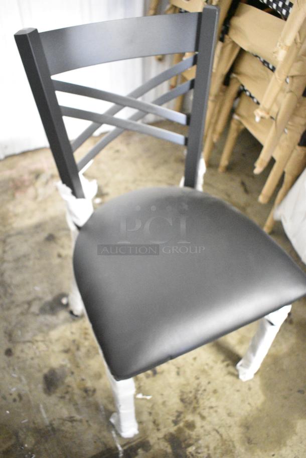 20 BRAND NEW SCRATCH AND DENT! Lancaster Table & Seating 164CCROSSFR Black Metal Dining Height Chair w/ Black Seat Cushion. 20 Times Your Bid! - Image 2 of 5