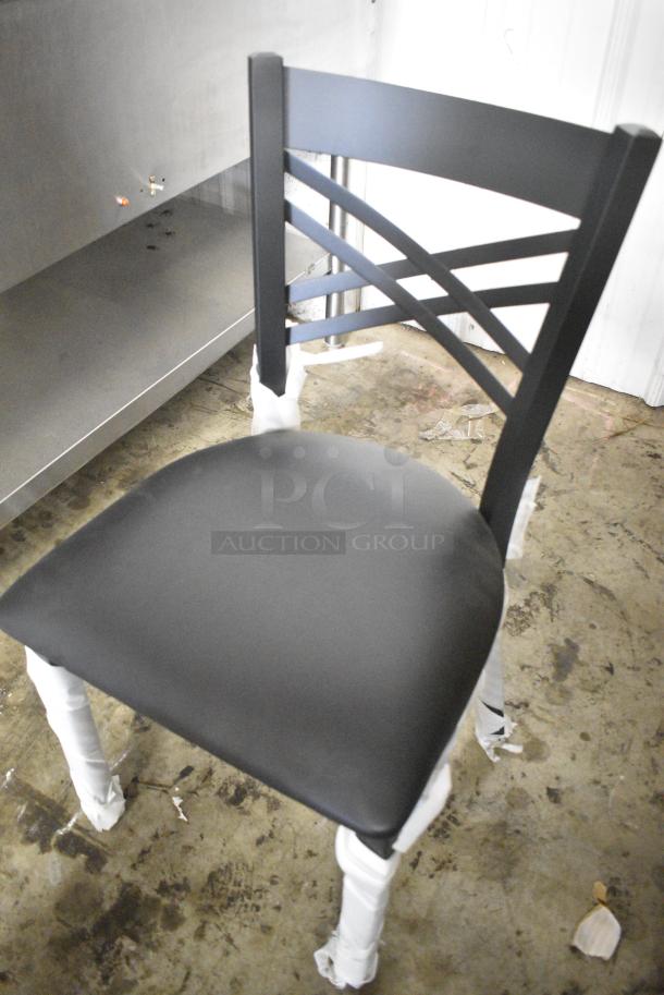 20 BRAND NEW SCRATCH AND DENT! Lancaster Table & Seating 164CCROSSFR Black Metal Dining Height Chair w/ Black Seat Cushion. 20 Times Your Bid! - Image 3 of 5
