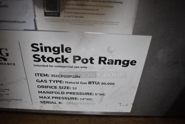 BRAND NEW SCRATCH AND DENT! Cooking Performance Group CPG 351CPGSP18N Stainless Steel Natural Gas Stock Pot Range - 80,000 BTU. - Image 8 of 9