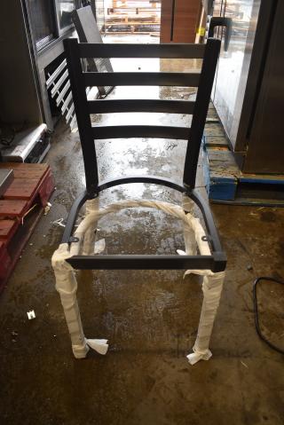 16 BRAND NEW SCRATCH AND DENT! Lancaster Table & Seating Black Metal Dining Height Ladder Back Chair Frame. 16 Times Your Bid!