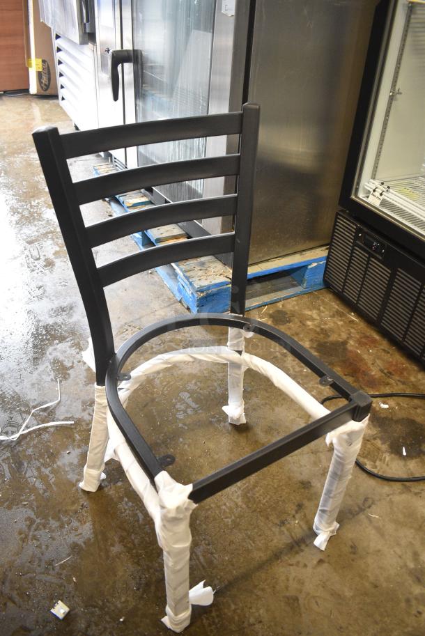 16 BRAND NEW SCRATCH AND DENT! Lancaster Table & Seating Black Metal Dining Height Ladder Back Chair Frame. 16 Times Your Bid! - Image 2 of 7