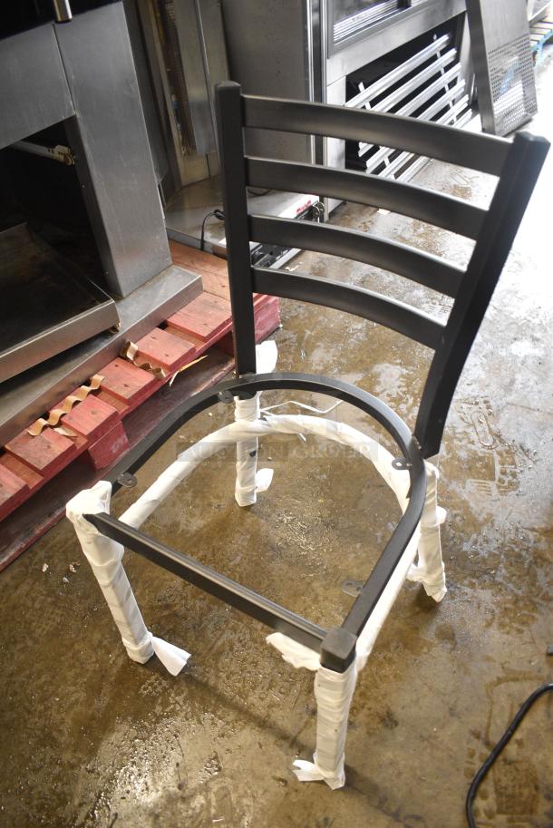 16 BRAND NEW SCRATCH AND DENT! Lancaster Table & Seating Black Metal Dining Height Ladder Back Chair Frame. 16 Times Your Bid! - Image 3 of 7