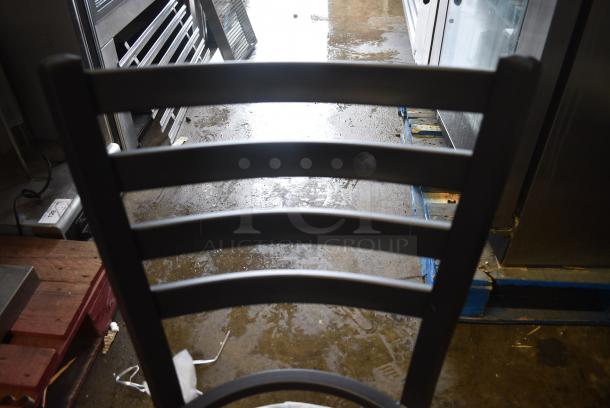 16 BRAND NEW SCRATCH AND DENT! Lancaster Table & Seating Black Metal Dining Height Ladder Back Chair Frame. 16 Times Your Bid! - Image 4 of 7