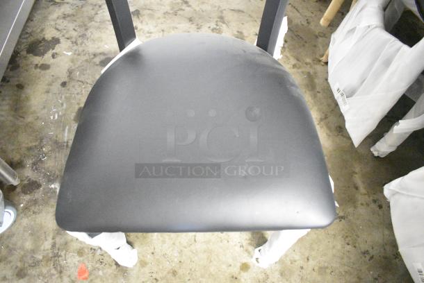 8 BRAND NEW SCRATCH AND DENT! Lancaster Table & Seating 164CCROSSFR Black Metal Dining Height Cross Back Chair w/ Black Seat Cushion. 8 Times Your Bid! - Image 5 of 7