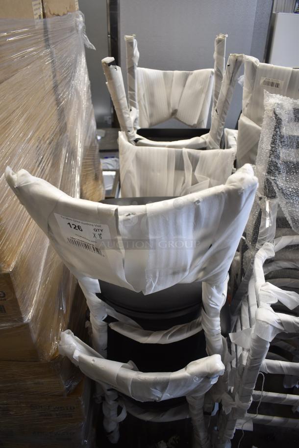 8 BRAND NEW SCRATCH AND DENT! Lancaster Table & Seating 164CCROSSFR Black Metal Dining Height Cross Back Chair w/ Black Seat Cushion. 8 Times Your Bid! - Image 6 of 7