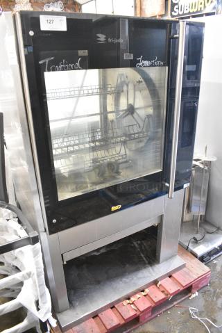Fri-jado TDR7-P Stainless Steel Commercial Electric Powered Rotisserie Oven on Commercial Casters. 208 Volts, 3 Phase.
