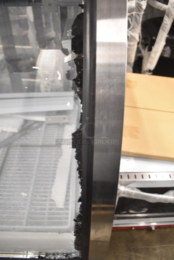 BRAND NEW SCRATCH AND DENT! 2024 Avantco 178DLC82HCB Metal Commercial 82" Black Curved Glass Refrigerated Deli Case Merchandiser. See Pictures for Broken Glass. 115 Volts, 1 Phase. Tested and Working! - Image 3 of 7