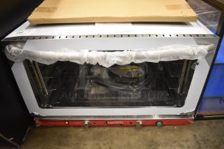 BRAND NEW SCRATCH AND DENT! Avantco 177CO46M Stainless Steel Commercial Countertop Full Size Convection Oven w/ View Through Door, Metal Oven Racks, Thermostatic Controls and Steam Injection. 4.4 cu ft. See Pictures For Broken Glass. 208/240 Volts, 1 Phase.