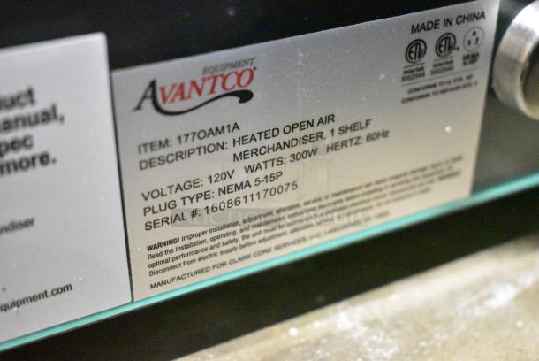 BRAND NEW SCRATCH AND DENT! Avantco 177OAM1A 26" Black Countertop Merchandiser with LED Lighting and 1 Shelf. 120 Volts, 1 Phase. Tested and Working! - Image 7 of 8