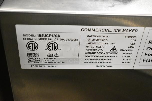 BRAND NEW SCRATCH AND DENT! 2024 Avantco 194UCF120A 19" Air Cooled Undercounter Full Cube Ice Machine - 129 lb. 115 Volts, 1 Phase. - Image 9 of 9