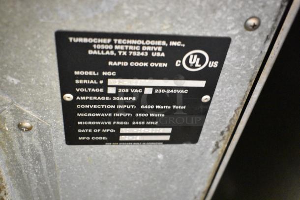 Turbochef NGC Stainless Steel Commercial Countertop Electric Powered Rapid Cook Oven. 208/240 Volts, 1 Phase. - Image 7 of 9