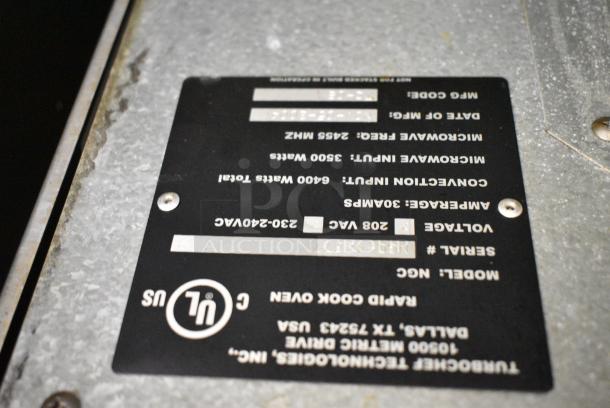 Turbochef NGC Stainless Steel Commercial Countertop Electric Powered Rapid Cook Oven. 208/240 Volts, 1 Phase. - Image 8 of 9