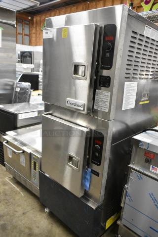 2024 Cleveland 24CGA10 Stainless Steel Commercial Natural Gas Powered Double Deck Steam Cabinet. 125,000 BTU.