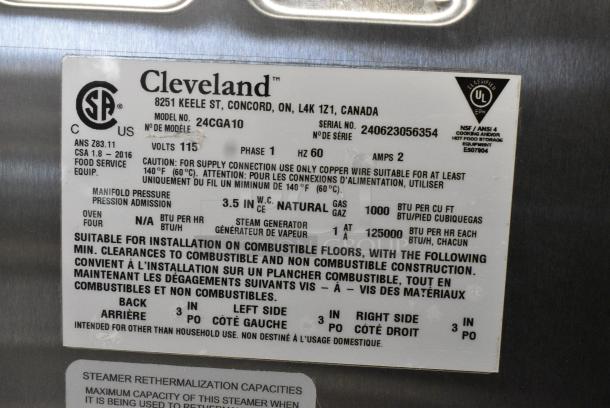 2024 Cleveland 24CGA10 Stainless Steel Commercial Natural Gas Powered Double Deck Steam Cabinet. 125,000 BTU. - Image 8 of 8