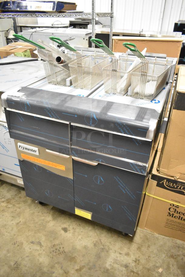 BRAND NEW SCRATCH AND DENT! 2024 Frymaster MJ240 Stainless Steel Commercial Floor Style Natural Gas Powered 2 Bay Deep Fat Fryer w/ 4 Metal Fry Baskets. 110,000 BTU. - Image 2 of 11