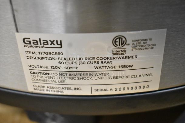 BRAND NEW SCRATCH AND DENT! 2022 Galaxy 177GRCS60 60 Cup (30 Cup Raw) Sealed Electric Rice Cooker / Warmer. 120 Volts, 1 Phase. - Image 8 of 9