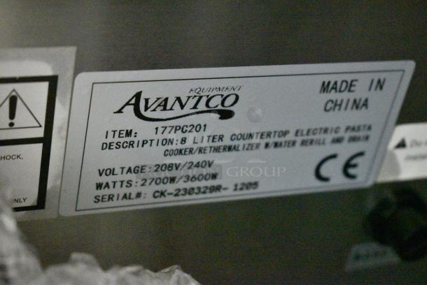 BRAND NEW SCRATCH AND DENT! 2023 Avantco 177PC201 Stainless Steel Commercial Countertop Electric Powered Pasta Cooker. 208/240 Volts, 1 Phase. - Image 10 of 11