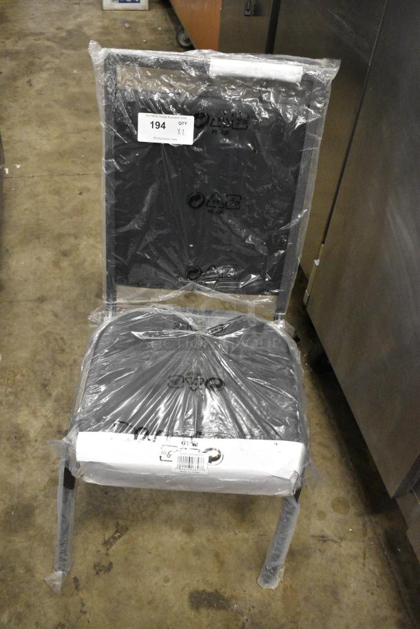 2 BRAND NEW SCRATCH AND DENT! Lancaster Table & Seating 164BCQSQBLKV  Square Back Banquet Chair with Black Vinyl and Silver Vein Frame. 2 Times Your Bid! - Image 2 of 5