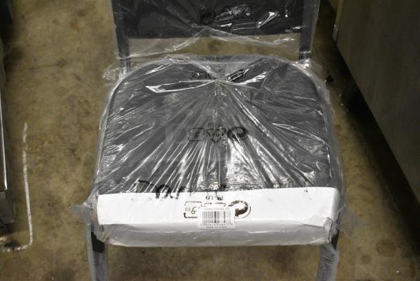 2 BRAND NEW SCRATCH AND DENT! Lancaster Table & Seating 164BCQSQBLKV  Square Back Banquet Chair with Black Vinyl and Silver Vein Frame. 2 Times Your Bid! - Image 3 of 5