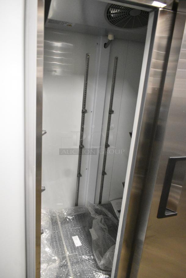 BRAND NEW SCRATCH AND DENT! 2024 Avantco 178A35FHC Stainless Steel Commercial 2 Door Reach In Freezer w/ Poly Coated Racks. 115 Volts, 1 Phase. Tested and Working! - Image 5 of 7