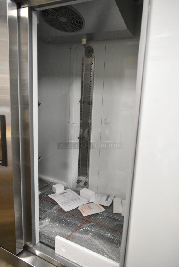 BRAND NEW SCRATCH AND DENT! 2024 Avantco 178A49RHC Stainless Steel Commercial 2 Door Reach In Cooler w/ Poly Coated Racks. 115 Volts, 1 Phase. Tested and Working! - Image 5 of 6