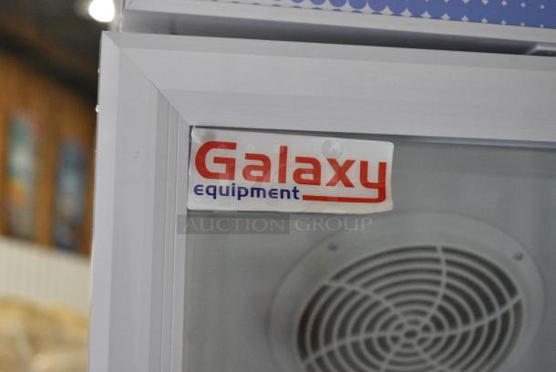 BRAND NEW SCRATCH AND DENT! Galaxy 177GDN5RBW Metal Commercial Single Door Reach In Cooler Merchandiser with Red, White, and Blue LED Lighting. 110-120 Volts, 1 Phase. Tested and Working! - Image 2 of 8