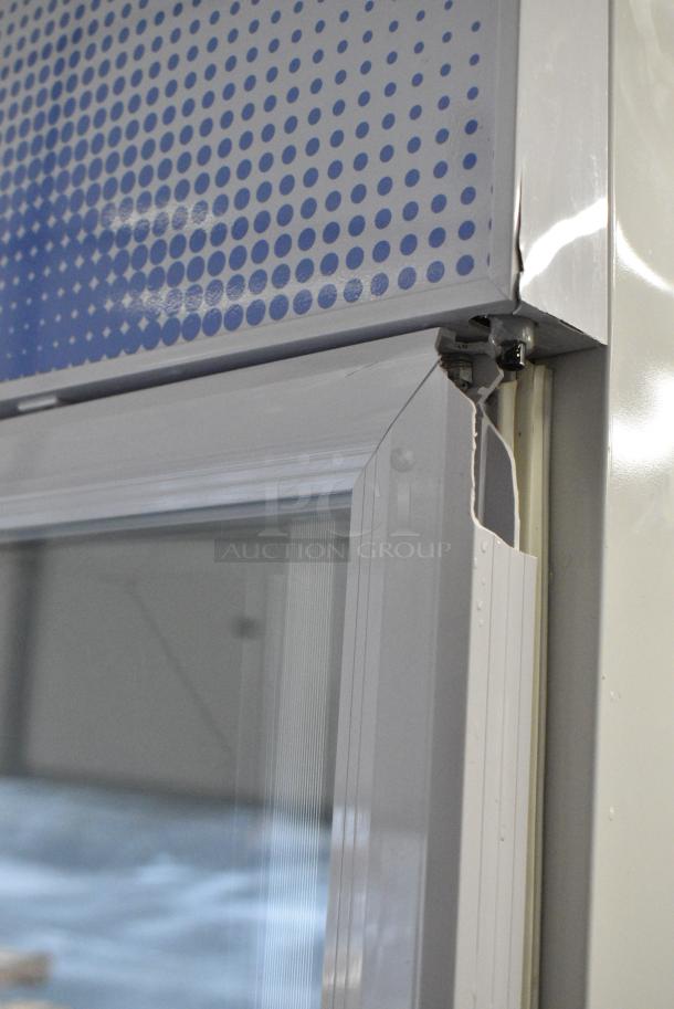 BRAND NEW SCRATCH AND DENT! Galaxy 177GDN5RBW Metal Commercial Single Door Reach In Cooler Merchandiser with Red, White, and Blue LED Lighting. 110-120 Volts, 1 Phase. Tested and Working! - Image 4 of 8