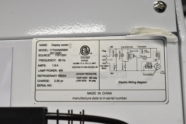 BRAND NEW SCRATCH AND DENT! Galaxy 177GDN5RBW Metal Commercial Single Door Reach In Cooler Merchandiser with Red, White, and Blue LED Lighting. 110-120 Volts, 1 Phase. Tested and Working! - Image 8 of 8