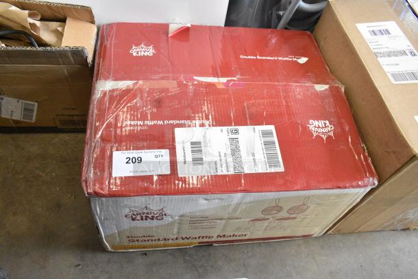 BRAND NEW SCRATCH AND DENT! Carnival King 382WSM22 Stainless Steel Non-Stick Double Waffle Maker with Timers. 120 Volts, 1 Phase. Tested and Working! - Image 2 of 10