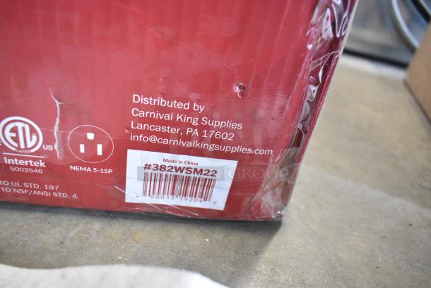 BRAND NEW SCRATCH AND DENT! Carnival King 382WSM22 Stainless Steel Non-Stick Double Waffle Maker with Timers. 120 Volts, 1 Phase. Tested and Working! - Image 4 of 10
