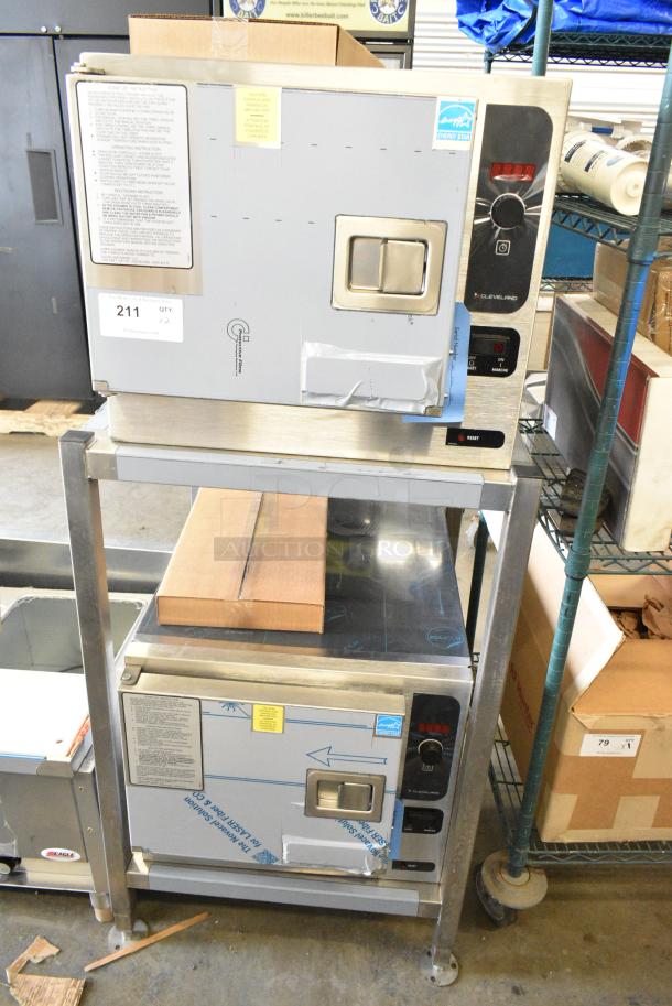 2 BRAND NEW SCRATCH AND DENT! 2023 Cleveland 22CET3.1 Stainless Steel Commercial Electric Powered Single Deck Steam Cabinet on Equipment Stand. 208/220-240 Volts, 1 Phase. 2 Times Your Bid! - Image 1 of 13